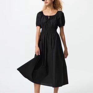 Uniqlo Black Volume Midi Dress Rushed